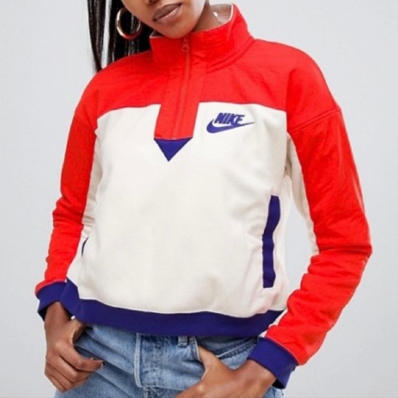 Nike Tops - Nike Retro Cropped Polar Fleece Half Zip Sweatshirt - XL NWT